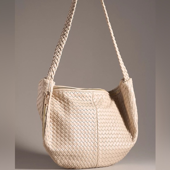 Anthropologie Melie Bianco Woven Crossbody Bag NWOT Beige Vegan Leather Woven - Picture 4 of 9